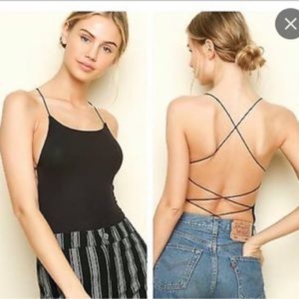 brandy melville open back strappy bodysuit